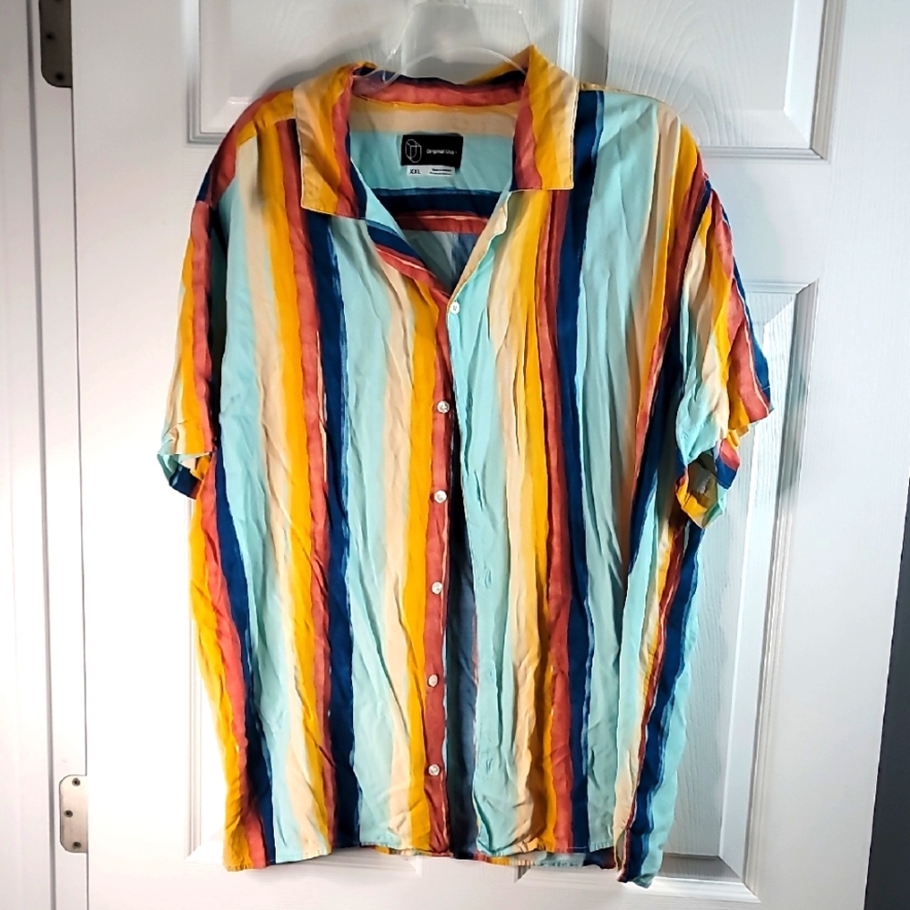 Original Use Multicolor Striped Casual Button Down Shirt
